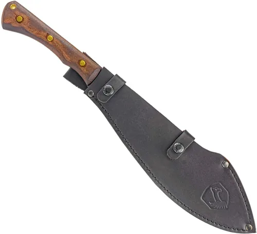 Vista 2 de Condor Herramienta y cuchillo, machete Polar North con mango de nogal y funda de cuero soldada hecha a mano