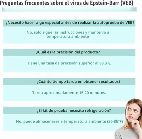 Vista 6 de Prueba de Epstein Barr (EBV) Pruebas en el hogar, altamente precisas, fáciles de leer y usar. Contra el virus Epstein-Barr VCA y EBNA, resultados