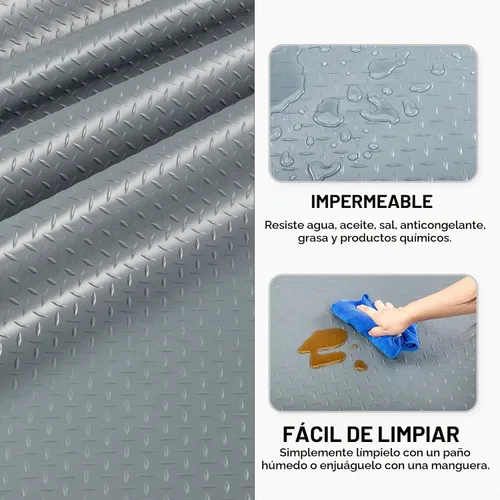 Vista 3 de TUFFIOM Tapete de garaje de 4 x 8 pies, placa de diamante grueso de PVC, rollo de suelo para debajo del automóvil, tapetes de estacionamiento