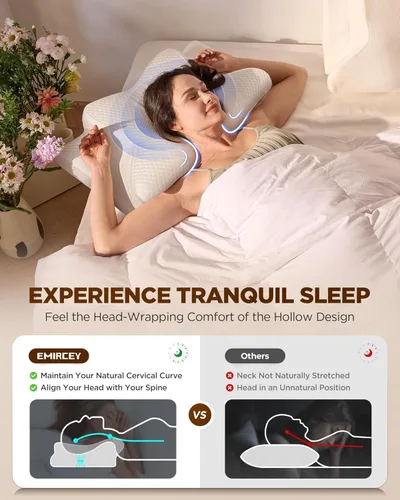 Vista 8 de Almohada cervical para el cuello para aliviar el dolor, almohada refrescante de espuma viscoelástica para dormir de lado, espalda y estómago