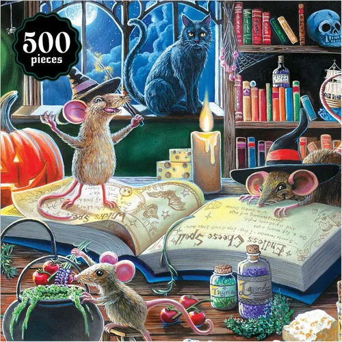 Vista 4 de RoseArt - Halloween Mischievous Mice - Rompecabezas de 500 piezas - Rompecabezas de ratón fascinante para adultos