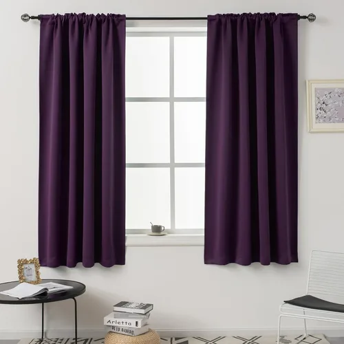 Vista 79 de DUALIFE Cortinas opacas de 45 pulgadas de largo, 2 paneles para ventanas pequeñas de dormitorio, aislamiento térmico, bolsillo para barra, cortinas