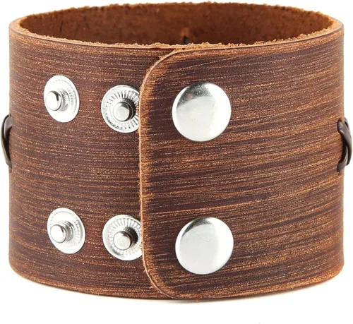 Vista 4 de HZMAN Mjölnir - Pulsera de piel auténtica para hombre, diseño gótico, ajustable, estilo gótico