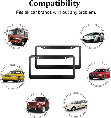 Vista 4 de Marco de matrícula de automóvil, 2 cubiertas de acero inoxidable mate, duradero, a prueba de óxido, universal para automóviles, SUV, camionetas