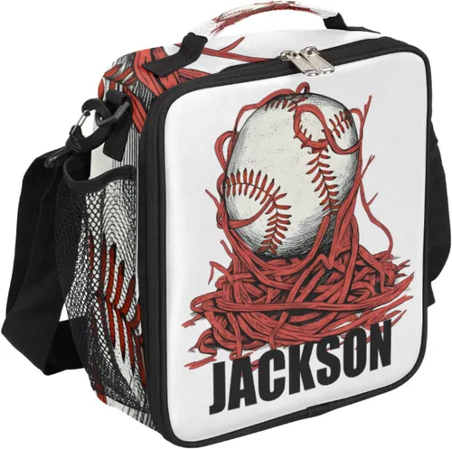 Vista 8 de Bolsa de almuerzo personalizada para niñas, niños, adolescentes, hombres y mujeres, regalo personalizado, bolsa de almuerzo de voleibol, color dorado