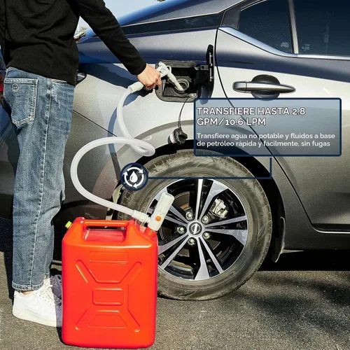 Vista 3 de Bomba de transferencia de gas portátil con batería, bomba de transferencia de combustible de 2.8 GPM con boquilla manual para control de flujo