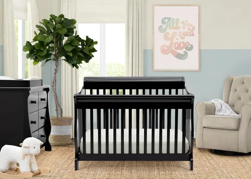 Vista 2 de Delta Children Cuna convertible Canton 4 en 1, fácil de montar, color negro ébano
