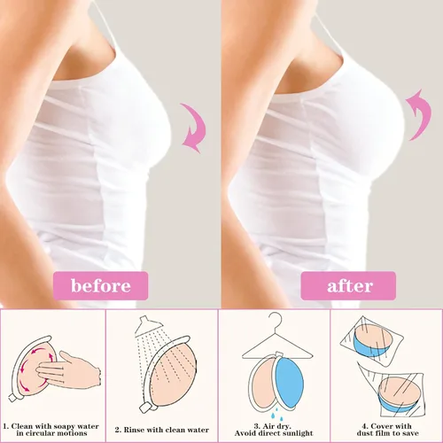 Vista 5 de Loritta 2 Pairs Adhesive Bra Invisible Strapless Pushup Sticky Bras for Women Nipple Covers Reusable Wing-Shaped Silicone Bra