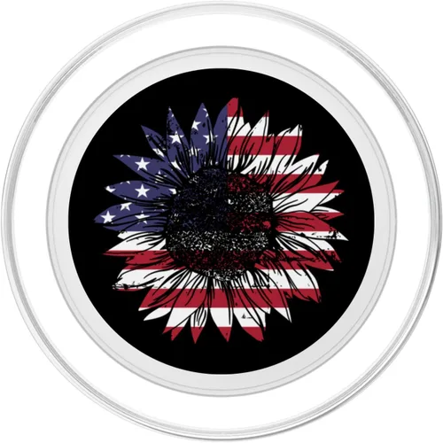 Vista 2 de Bandera estadounidense de girasol para la independencia el 4 de julio PopSockets MagSafe PopGrip para iPhone