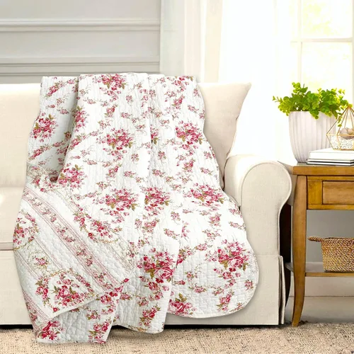 Vista 17 de Cozy Line Home Fashions Blooming Rojo Blanco Floral 100% Algodón Reversible Edredón Juego de Ropa de Cama, Colcha Cubrecama