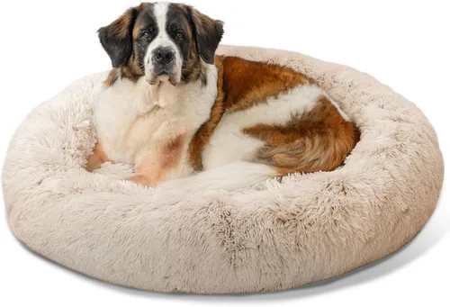 Vista 109 de Best Friends by Sheri - The Original Calming Donut - Cama calmante en forma de dona para perros y gatos - Pelo largo, azul bebé, M, 30 x 30 pulgadas
