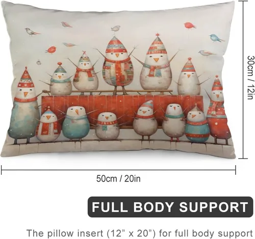 Vista 2 de Fundas de almohada de primavera con bonitos muñecos de nieve, fundas de almohada rústicas para vacaciones, funda de almohada tamaño Queen