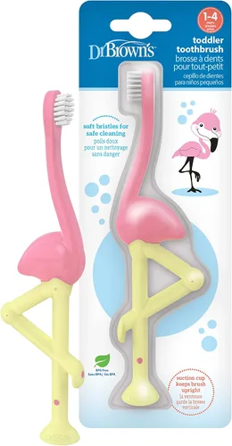 Vista 25 de Dr. Brown's Cepillo de dientes para niños pequeños, dinosaurio, verde, paquete de 1