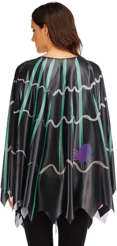 Vista 2 de ReneeCho Disfraz de poncho web para mujer, disfraz de vampiro de Halloween para adultos, araña, negro, cosplay, capa extragrande
