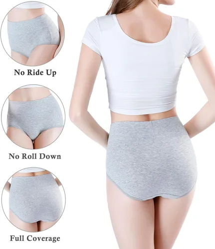 Vista 3 de wirarpa - Pantaletas, ropa interior, modal, de bambú, ultra suave, cintura alta, para mujer, multipack.