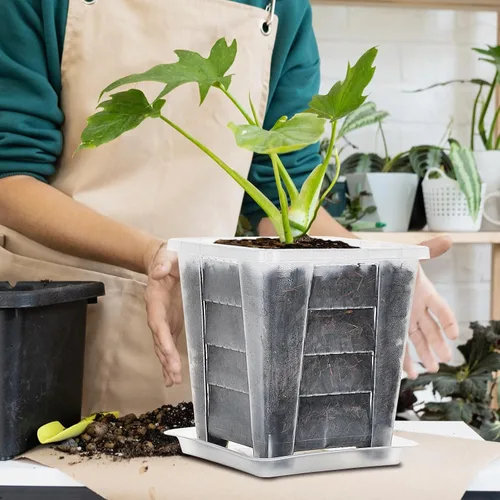 Vista 6 de Maceta cuadrada para orquídeas para interiores, maceta transparente
