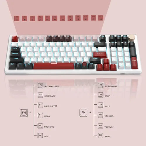 Vista 6 de MageGee Teclado mecánico para juegos de 98 teclas, interruptor amarillo intercambiable en caliente, 96% diseño compacto LED azul retroiluminado