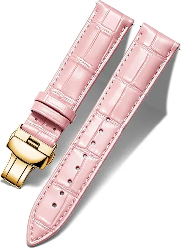 Vista 18 de BINLUN Leather Watch Strap, Quick Release Genuine Leather Replacement Watch Band with Butterfly Deployment Buckle for Men and Women, 12mm-24mm Blanco
