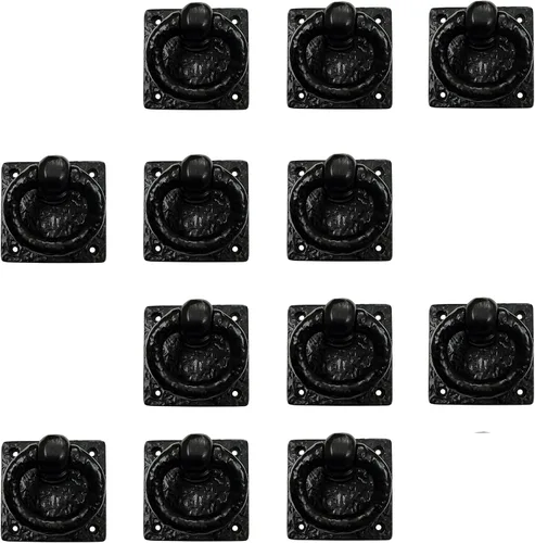 Vista 15 de Adonai Hardware Anillo de hierro fundido antiguo Adonikam de 3 pulgadas (suministrado como 2 piezas por paquete) - Negro mate