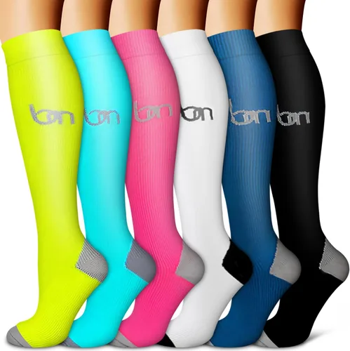 Vista 11 de Copper Compression Socks for Women & Men (6 pairs) - Best Support for Nurses, Running, Hiking, Recovery 01 Rayas Negras