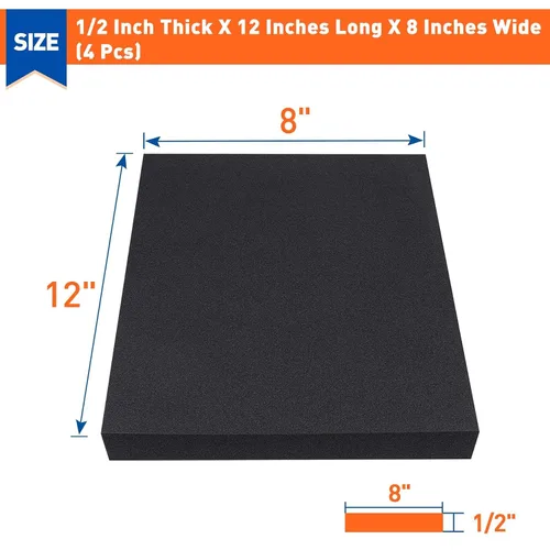 Vista 2 de MAGZO 4 almohadillas de espuma adhesiva de 1/2 pulgada de grosor x 12 x 8 pulgadas, láminas de espuma de celda cerrada, almohadillas autoadhesivas