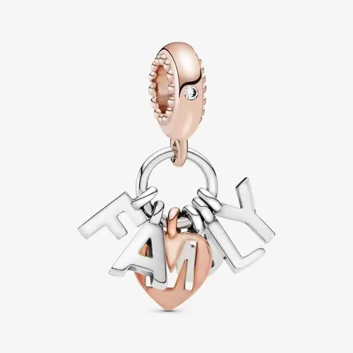 Vista 2 de Pandora Dije colgante de letras familiares Momentos compatibles Impresionantes joyas para mujer Hecho de rosa, plata de ley y circonita cúbica