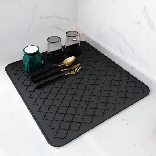 Vista 14 de AMOAMI - Tapete de secado de platos para cocina, de silicona, tapete de secado de platos de cocina, resistente al calor, accesorios de cocina Beige