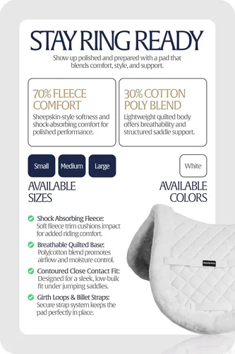 Vista 2 de Equinavia Eidsvoll - Almohadilla de sillín inglesa en forma de salto con ribete ultra polar Jumping English Half Pad Fleece, Shaped Comfortable