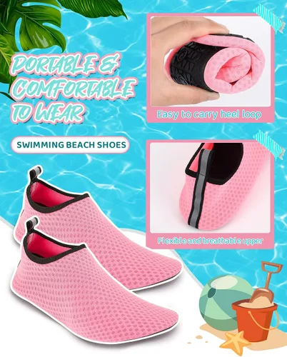 Vista 6 de Handepo 4 pares de zapatos de agua para mujeres y hombres, calcetines de secado rápido, zapatos de natación unisex para playa, piscina, deportes