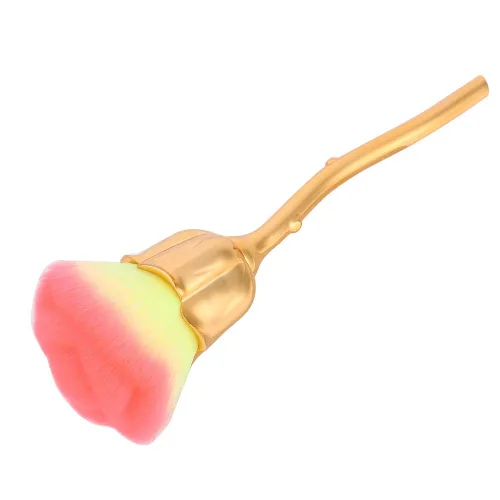 Vista 4 de Cepillo de polvo de uñas suave de 2 colores conveniente para uñas con mango (03-amarillo claro + polvo rosa)