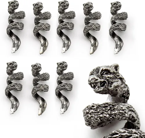 Vista 10 de Viking Beard Bead Coil Set (8-Pack) - Norse Rings for Hair, Dreads & Beards