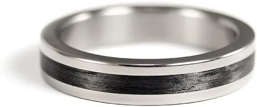 Vista 3 de Anillo de boda de titanio pulido y fibra de carbono para mujer. (00347_4N)
