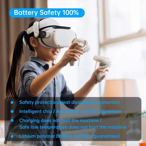 Vista 5 de Battery Pack for Meta Oculus Quest 2 5000mAh Extra 2 Hours Playtime Meta Oculus Quest 2 VR Extended Extra Battery Pack