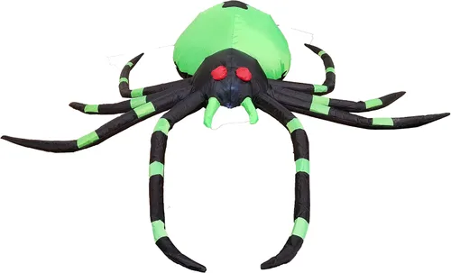 Vista 6 de Luces LED inflables de araña negra y verde de 6 pies de largo para decoración de vacaciones al aire libre e interior, decoración de patio iluminada