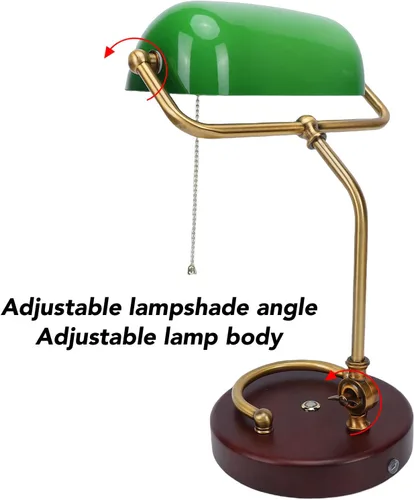 Vista 6 de MAVIS LAVEN Vintage Desk Lamp, Emerald Green Glass Bankers Lamp with 350 Rotatable Lampshade and Touch Sensitive Dimming, for Home Office Living