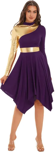 Vista 11 de Aislor Vestido de baile litúrgico de alabanza litúrgica para mujer, disfraz de adoración de iglesia #2