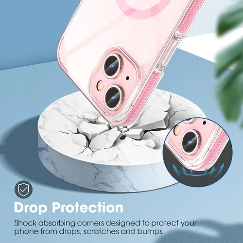 Vista 6 de MATEPROX Fundas magnéticas transparentes para iPhone 15, compatibles con MagSafe, transparente, a prueba de golpes, delgada, a prueba de golpes