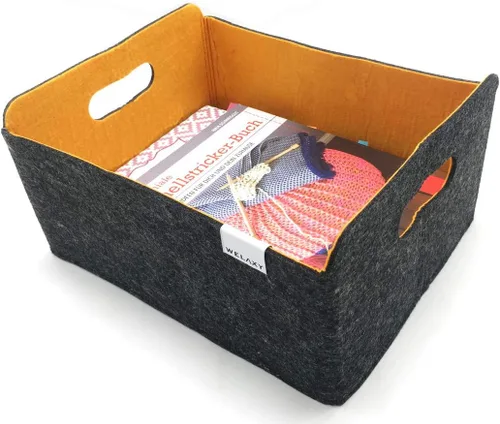 Vista 12 de Welaxy Cestas de almacenamiento plegables de fieltro, cubos de almacenamiento para estantes, caja de fieltro para niños, juguetes, revistas, libros