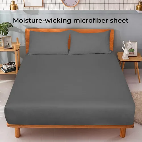 Vista 2 de Royale Linens Paquete de 2 sábanas bajeras, sábanas elásticas, sábana bajera individual, suave y transpirable, microfibra cepillada de 1800