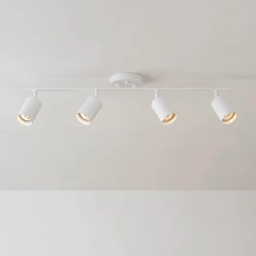 Vista 5 de GLOBE Electric 57011 Iluminación de riel de 4 luces, acabado blanco mate, cabezales cilíndricos ajustables, base GU10, regulable, diseño moderno