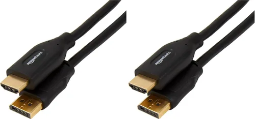 Vista 9 de Amazon Basics Cable DisplayPort a HDMI, unidireccional, chapado en oro, video y audio, 3 pies, negro