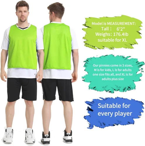 Vista 4 de 12/24/48PCS Pinnies Youth Team Pennies para Deportes Niños y Chalecos Scrimmage para Fútbol Baloncesto Jersey Practice