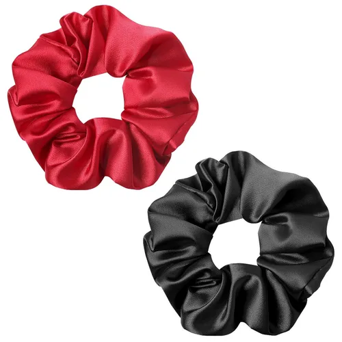 Vista 11 de Coleteros de seda de color verde oscuro para dormir, para mujeres y niñas, bandas elásticas de satén sedoso de morera grande, sin daños, accesorios
