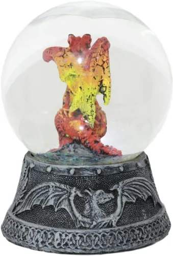 Vista 4 de Ebros - Figura pequeña de globo de agua con purpurina de 4.5 pulgadas de alto, globo de agua de dragón volcánico de lava y fuego mítico