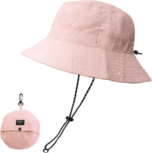 Vista 11 de NPJY Packable Sun Bucket Hat for Women Outdoor Waterproof Rain Hat Beige liso (plegable)