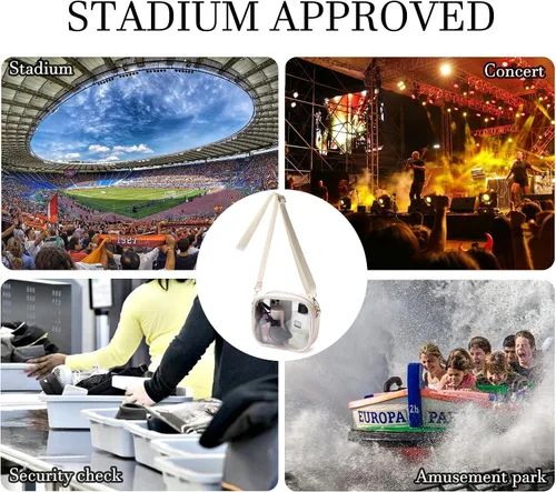 Vista 6 de TOBVZOO - Bolsa bandolera transparente aprobada para estadios, conciertos y eventos deportivos, unisex