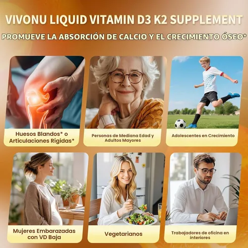 Vista 6 de VivoNu Vitamina D3 K2 10000 UI con MK7-300 Cápsulas blandas de aceite de coco virgen, 2 en 1 vitaminas D y K complejo Vitamina D3 con K2