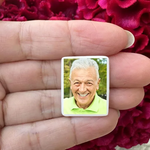 Vista 26 de Azulejo fotográfico de cerámica conmemorativo personalizado Italia – Cuadro ovalado de porcelana impermeable de 1 pulgada para lápidas y tumbas