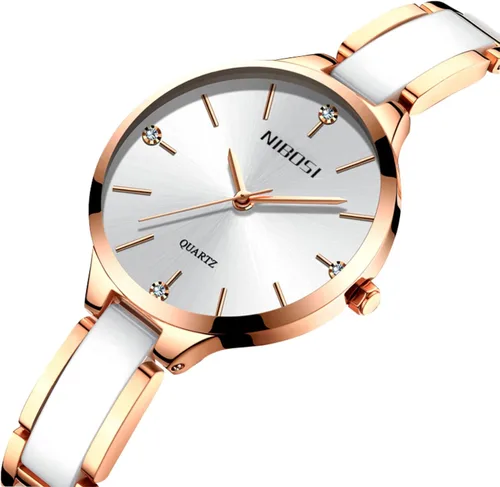 Vista 2 de NIBOSI Women's Watches Analogue Black&White Diamond Dial Watches for Women Ladies Girl Stylish Quartz Dress Wrist Watches Girl's Gift