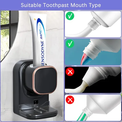 Vista 7 de Wekity Dispensador automático de pasta de dientes, dispensador eléctrico de pasta de dientes montado en la pared para niños y adultos, dispensador
